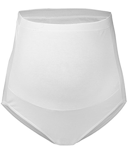 Happy Mama. Women's Maternity High Rise Briefs Panties Support Underwear. 377p (White, UK 10/12, M)
