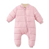 G-Kids Baby Strampler Schneeanzüge Daunenanzug Winter Overall mit Kapuze Mädchen Jungen Jumpsuit Rosa 90