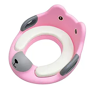 Baby Bucket Kids Toilet seat for Western Toilet, Potty Training Seat for Boys and Girls, Fits Round & Oval Toilets, Durable Potty Trainer for Baby with Handles-(Pink)