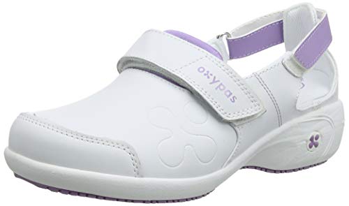 Oxypas Move Up Salma Slip-resistant, Antistatic Nursing Shoes, White/Purple (Liliac), 5 UK (38 EU)
