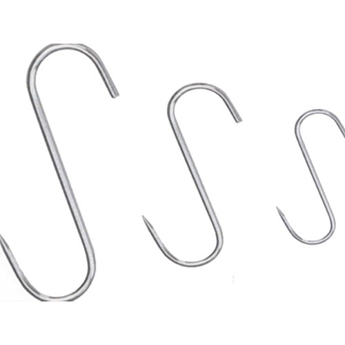 10 x S Haken Edelstahl Groß Fleischerhaken Fleischhaken Metzgerhaken Räucherhaken Set / Rostfreier Edelstahl / Made in Germany / Versch. Größen: 80 100 120 140 160 x 81 mm (120 x 81mm) - 2