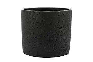 Star Gardens: Black Color, Round Shape,Matte Finish, Cement & Ceramic pots Interact with Home or Office, Gift Items, Imported Without Plant SG-CER-033