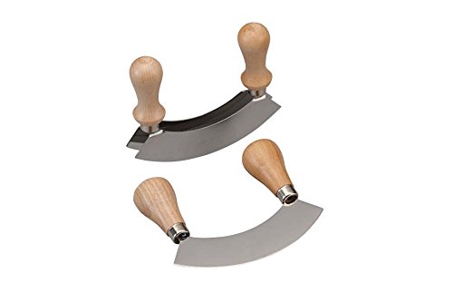 Kräuterbrett mit Wiegemesser, Buchenholz Wiegebrett mit Doppelklingen Wiegemesser 20 x 20 x 2,5 cm (LxBxH) - 3