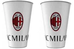 ILS I LOVE SHOPPING Set 2 Bicchieri in plastica 260ml Tifoso Senza BPA/Regalo per Ragazzi Prodotto Ufficiale (per Milan)