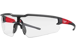 Milwaukee Occhiali protettivi trasparenti antigraffio e anti-appannamento, taglia unica, Rosso 4932478763