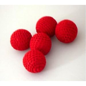 Doowops 2pcs Crochet Ball (Dia 2.5cm, Red, 1 Magnetic + 1 Normal) Accesorio para Copas y Bolas y Chop Cup Magic Tricks Gimmick Props