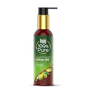 Bajaj Pure Olive Oil | Virgin & Cold Pressed Oil For Hair & Skin | Prevents Hair Loss | Oil For Men & Women | 200 Ml,Yellow
