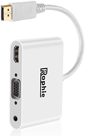 DP Adapter, Rophie 4-in-1 DisplayPort to HDMI/VGA Converter Adapter With Audio Output &Micro USB Power Port (HDMI-4K*2K?VGA1080P) for MacBook,Surface Pro,ThinkPad and Other Thunderbolt Port Supported Devices.