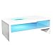Produktbild Anself Kaffeetisch Beistelltische Couchtisch mit LED Hochglanz 110 x 60 x 42 cm Weiß
