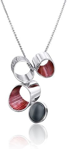 Daniel Vior Tubs Silver Handmade Magnetite Necklace (Red)