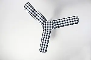 The Furnishing Tree Waterproof & Dustproof Three Blade Ceiling Fan Cover with Attachable End EnclosureSet of 1 Fan Cover Gingham Grey