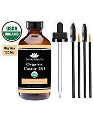 Castor Oil (4 OZ) USDA Organic 100% Pure Cold-Pressed Hexane-free Premium Quality Large Size for Hair Growth, Eyelashes, Eyebrows, Beard and Skin by Joyal Beauty. Bonus FREE Mascara Kit Included