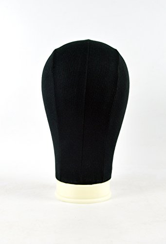Sunwell Canvas Wig Block Head for Wig Making Styling and Display Premium Quality Wig Stand Mannequin (22" Circumference, Black Color)