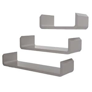 ts-ideen 5761 Set von 3 Wandregale Stil Trendy mit abgerundeten Ecken