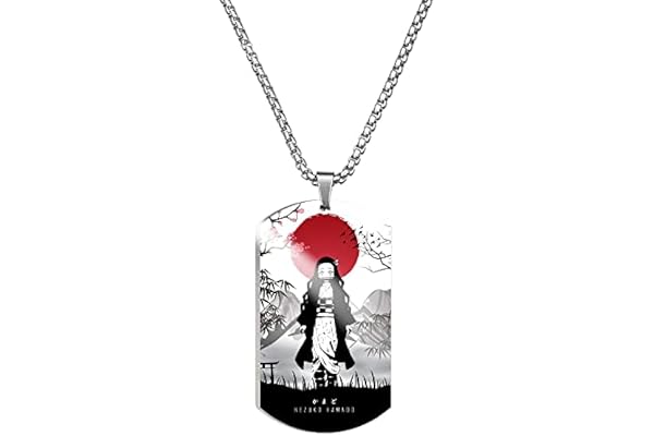 MayDee Collier Kimetsu No Yai, Bijoux en Acier Titane Ghost Killing Collier en Acier Inoxydable Imprimé en Couleur Anime Figurine Cosplay Accessories (Nezuko)