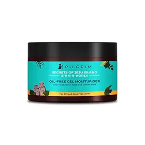 Pilgrim Oil-free Gel Moisturiser with Hyaluronic Acid & Willow Bark Extracts | Suitable for Oily & Acne-Prone Skin Types | Minimizes Pores, Fades Blemishes | Men & Women | Korean Skin Care | 50gm