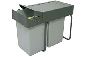 Poubelle de cuisine coulissante - 2 bacs - 28 l - Nombre de seaux : 2 - Décor : Gris - Contenance : Pour caisson de largeur : 300 mm - Hauteur : 398 mm - Profondeur : 450 mm - Largeur : 255 mm - Amortisseur : Sans - Matériau : Métal / Plastique - Sortie : Partielle - Type : - GOLLINUCCI