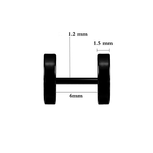 6 Paare 8 mm Tian Edelstahl Herren Ohrstecker Creolen Tunnel Ohrringe für Damen Fakeplug Fake Plug Huggie Ohrringe Hinged Hoop Earrings Small Huggie Earrings Earring Hypoallergenic Stud Earring Herren Edelstahl Ohrstecker Silber schwarz Hoop Huggie Ohrringe - 6