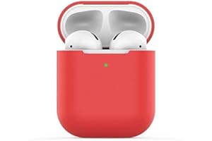 KOKOKA Case Cover Compatible with AirPods 2, Silicone Shockproof Case Cover for Airpods 2 [Front LED Visible][Support Wireless Charging] Red