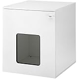 Modernes Weiß Katze Schrank–Innovative und multifunktionale Katzentoilette/Liegehöhle mit Schwingtür, Regal–mit Gratis Katze Spielzeug