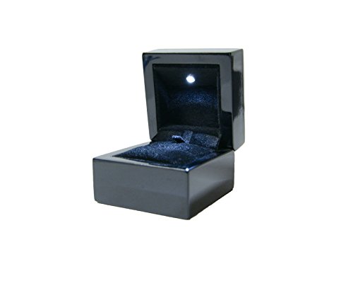 Luxus diamondism Ringschatulle, mit LED – schwarz hochglanz mit Schwarz Samt Einsatz dsc014