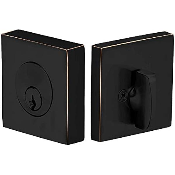 Baldwin Keyed Entry Deadbolt - Venetian Bronze Square Design