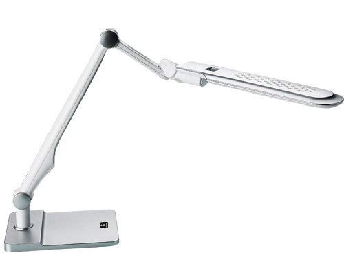 Aigostar 178666 Lámpara de escritorio tipo flexo, LED de 10 W, 6000K-3300K, 520lm, 3 Niveles de Brillo Ajustable, Gris plateado
