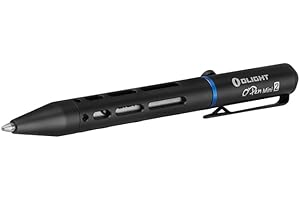 OLIGHT O'Pen Mini 2 Ballpoint Pen, Switch between Replaceable Black Ink and Alloy-Enhanced Pencil by Reverse S-Shaped Bolt-Action for Everyday Carry, Office Use, Outdoor Work(Black)