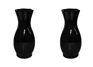 AARIHANTS The Value Store AVS Pair of 2 Glossy Designer Classic 7x2 inches Ceramic Flower vase/Pot/Planter | Black