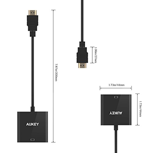Aukey cb-v4 – HDMI auf VGA Adapter 1080p für PC/Notebook, schwarz - 3