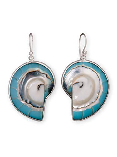Fly Style Turquoise Nautilus 925 Sterling Silver Earrings