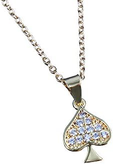 Audbrave "Love the Way" White&amp;Clear Cubic Zirconia Ace of Spades Pendant 18K Plated Necklace Fancy&amp;Fashion with Crystals Gifts for women girl (Gold)