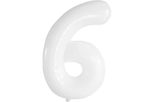 Vthoviwa 40 Zoll/18 Farbens Luftballon Zahlen 6 Weiß, Luftballon 6. Geburtstag Foil Ballon, 0123456789,10-19,20-25,30,40,50,60,70,80,90, Folienballon 6 Party Dekoration Helium Unterstützen