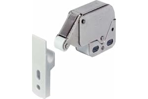 Handles & Ironmongery - Free P&P - Mini Push Catch Latch Caravan Motorhome Cupboard Doors + Counterpiece (White)