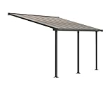Palram Olympia Pergola Adossée 3x4 Aluminium Et Polycarbonate, pour Couvrir Une Terrasse Toute L'année - Garantie 12 Ans (12,5m², Gris)