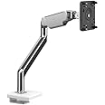 Humanscale M2.1 Monitor Arm with 25mm Sliding Desk Clamp Mount, Polished Aluminium with White Trim