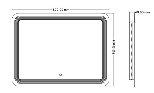 Dr. Fleischmann Design LED-Beleuchtung Badspiegel GS086 Lichtspiegel Wandspiegel mit Touch-Schalter Tageslichtweiß IP44 (80x60cm) - 6