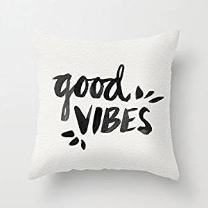 18" x 18" Good Vibes Black Ink Decorative Throw Pillow Case Cushion Cover by Acelive pillowcase