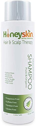 Gentle Restorative Shampoo (16 oz) Eczema, Psoriasis, Seborrhea, Dermatitis, Dandruff, Itchy Scalp Dry Scalp Treatment - Natural Organic Ingredients, Manuka Honey & Aloe Vera by Honeyskin Organics