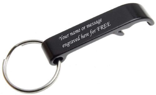 Preisvergleich Produktbild Personalisierte Bier Flaschenöffner Schlüsselbund Schwarz, Gravur mit Ihrem Namen oder Text, Geschenk für jeden Anlass, Geburtstag, Muttertag, Vatertag