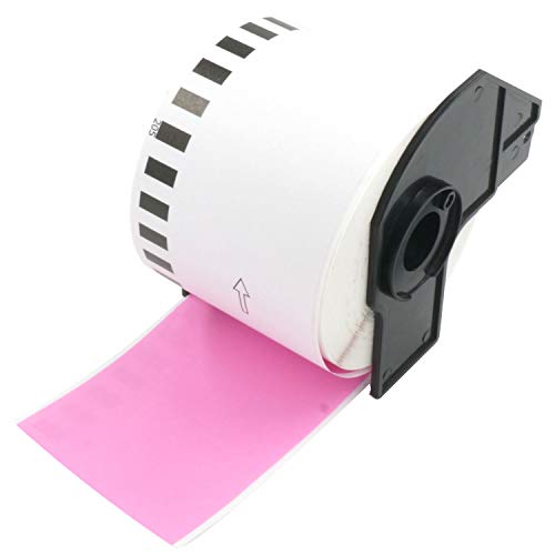 BETCKEY - Compatible with Brother DK-22205 62mm x 30.48m Continuous Length Labels [1 Rolls, Pink]