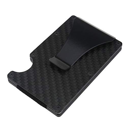 Preisvergleich Produktbild D2D RFID-Kreditkartenhalter für Herren, Metall, Geldklammern, Schlankes Design, Kohlefaser, mit Geschenkbox