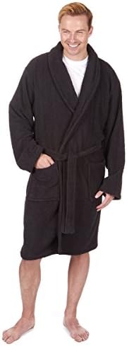 Mens Gents 100% Cotton Terry Towelling Shawl Collar Bathrobe Dressing Gown NEW (2X-Large, Black - 31B555)