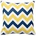 Navy Blue and Yellow Chevron Zigzag Pattern Square Decorative Throw Pillow Cover Cushion Case Two Sides(16 x 16 Inch)