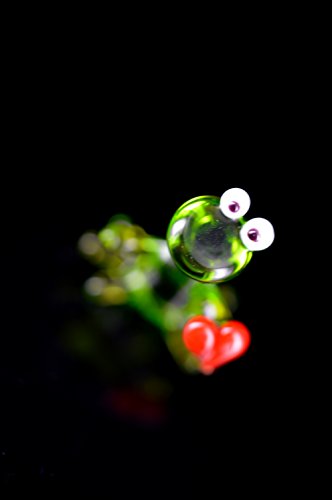 Grüner Frosch mini mit Herz – Figur aus Glas Grün – Glasfigur Deko Setzkasten Vitrine - 9