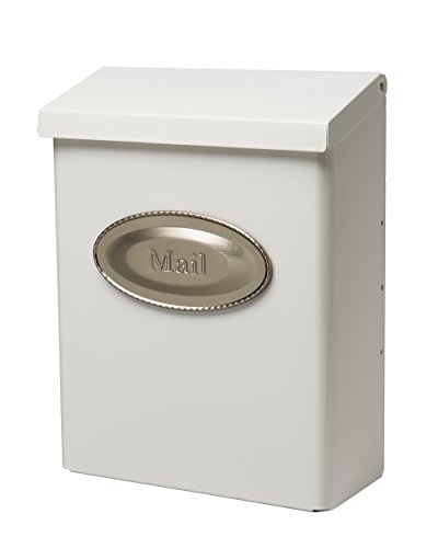 Gibraltar MailboxesDesigner Locking Medium Capacity Galvanized Steel White, Wall-Mount Mailbox, DVKW0000, 9.7 x 4.4 x 12.6 inches