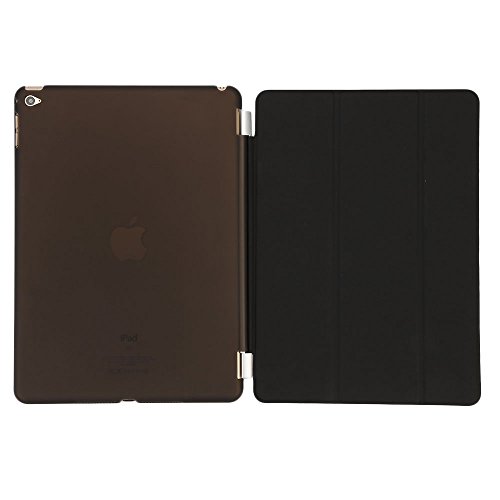 Besmall Neu Ultra Slim Edles iPad Air 2 iPad 6 Hülle – Smart Cover Leder Case Schutz Hülle Tasche + Back Case – inkl. Displayschutzfolie Reinigungstuch Stift mit Multi Ständer Auto Sleep Wake (iPad Air 2/iPad 6, Farbe:Schwarz) - 5