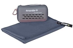 4Monster Microfibre Travel Towel - Quick Dry, Lightweight, Ultra Soft, Super Absorbent Compact Camping Towel for Sports, Gym, Beach, Camping, Yoga, Swimming, Hiking