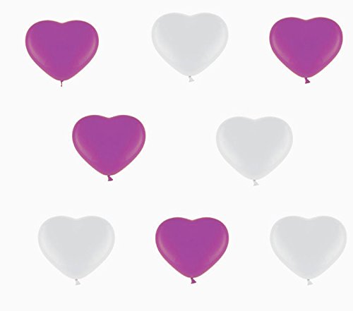 50 Herzluftballons je 25 Weiß 25 Lila - ca. Ø 26cm - 50 Stück - Farben Lila und Weiß - Heliumgeeignet - Herz Luftballons - Top Qualität - twist4®