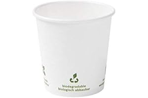 BIOZOYG Tasse à papier bio à des boissons chaudes I Espresso gobelet jetable biodégradable et compostable I Tasse expresso jetable blanche avec impression icone 1000 pièces 100ml 4 oz